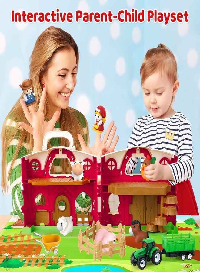 Aigybobo Farm Animal Toys for 1 2 3 Year Old Toddlers, Big Red Barn with Farm Mat & Animals & Tractor Toy for Boys Girls, Montessori Learning Interactive Barn Set for Kids 1-3, Ideal Christmas Birthday Gifts - Image 5